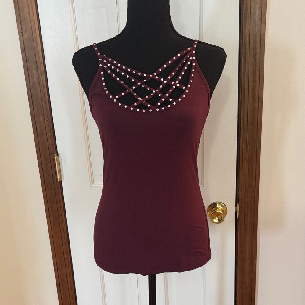 Women's Burgundy Strappy Top